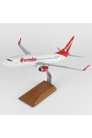 Thy025 1/100 Ölçek, Corendon Airlines B737-800 Yolcu Uçağı, Sergilemeye Hazır Ahşap Standlı Model-56279