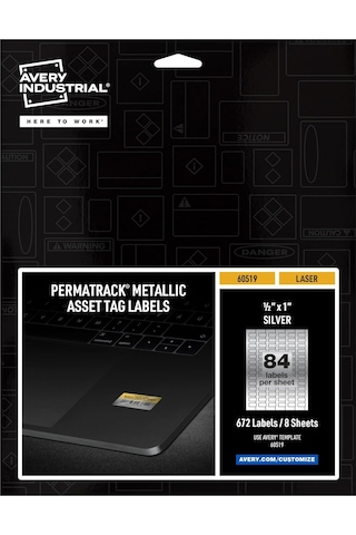 Avery Metalik Varlık Etiket Etiketleri, 1/2 "x 1", Lazer Yazdırıl Diğer