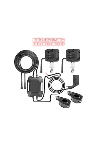 Motosiklet Led Sis Farı Seti Çift Renk Tüm Montaj Aparatları Ve Kablo Set İle Kolay Montaj 12-24v