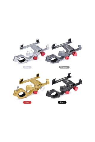 Gajeena Alüminyum Bisiklet Telefon Tutucu - 25-31.8mm Sarıçevre Uyumlu, 55-95mm Genişlik Ayarı, 360 Döner, Siyah Siyah