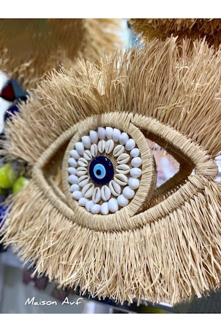 Göz Rafya Deniz Kabuğu Ve Cam Nazar Boncuklu Model Kapladığı Alan 40 Cm M086