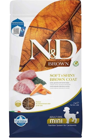 N&D Brown Kuzu Patates Havuç ve Spirulinalı Küçük Irk Yetişkin Köpek Maması 2 KG