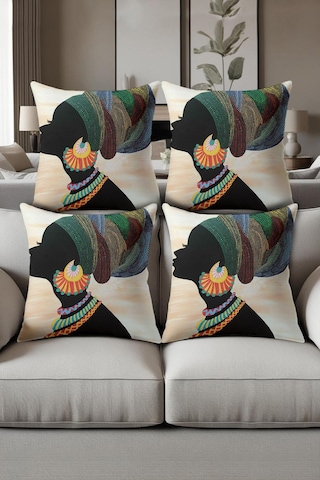 Dijital Baskılı Yumuşak Dokulu 4 Lü Kırlent Kılıfı Takımı 43x43 Cm Krl0025 Renkli