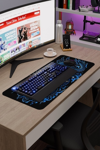 Ejderha Mavi V2 70x30 Xl Gaming Kauçuk Kaymaz Taban Mouse Pad Fare Altlığı