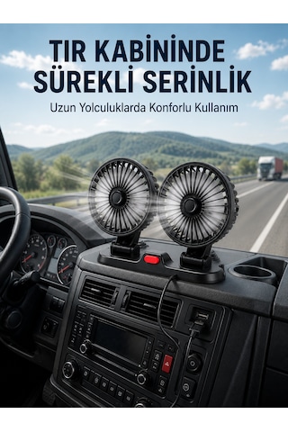 Çift Başlıklı Araç İçi Usb Vantilatör Soğutucu Fan Standart