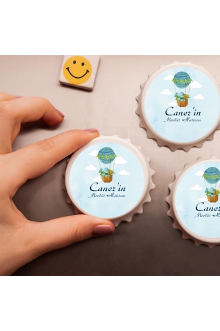 Kişiye Özel Erkek Bebek Mevlüt Hatırası Açacak Magnet Balon Temalı Buzdolabı Açacağı 10 Adet