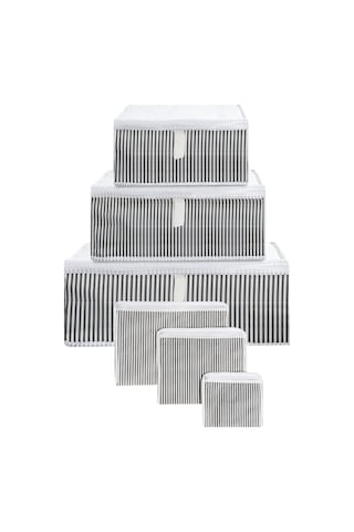 Valiz İçi 6'lı Düzenleyici Organizer Set Gri Çizgili Gri