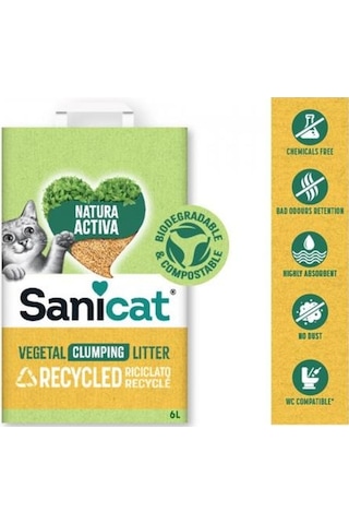 Sanicat Vegetal Clumping Litter Topaklaşan Organik Bentonit Kedi Kumu 10 L