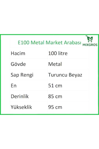 E100 Metal Market Alışveriş Arabası 100 Litre