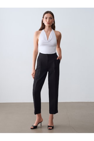 Dilvin 72694 Kıvrık Paça Pileli Pantolon-siyah