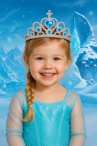Frozen Elsa Tacı Mavi Kalpli Taşlı Prenses Kostüm Tacı Karlar Ülkesi Kız Çocuk Aksesuarı