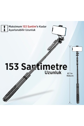 Juo Jst40 Alüminyum Tripod Monopod Selfie Çubuğu Kumandalı Android Apple Uyumlu iPhone Gopro