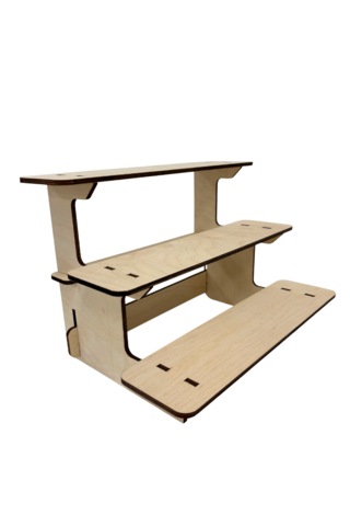 Ahşap Ürün Sergileme Standı 3 Ve 4 Katlı Minimalist Basamaklı Raf 3 Katlı