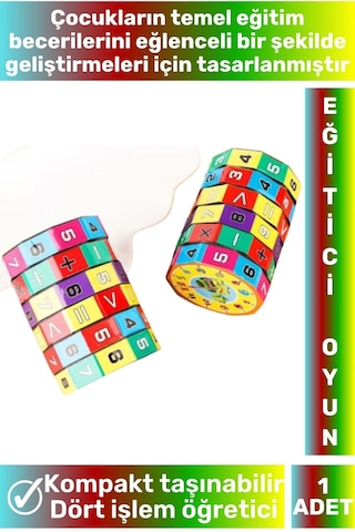 Okul Öncesi Kompakt İnteraktif Matematik Toplama Çıkarma Çarpma Bölme Dört İşlem Eğitici Oyun Küpü