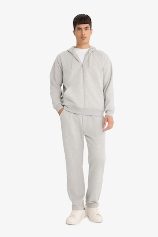 Defacto - Relax Fit Kapüşonlu İçi Yumuşak Tüylü Basic Düz Cepli Kalın Fermuarlı Sweatshirt D7599AX25SP Gri