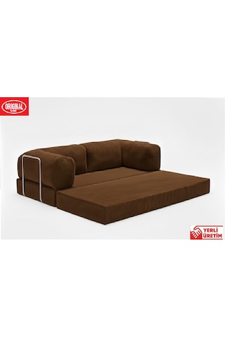Pleasant K180x90 Sünger Kanepe Modüler Kadife Kumaşlı Koltuk Kahverengi