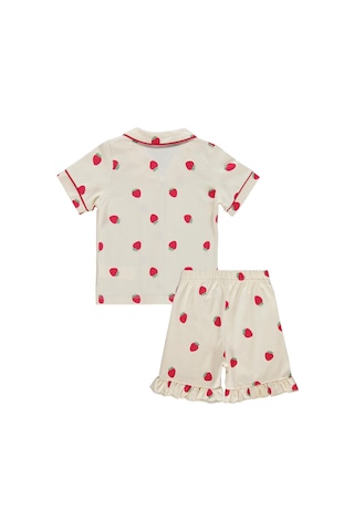 Civil Girls Çilek Desenli Şortlu 2-5 Yaş Pijama Takımı - Fil Dişi