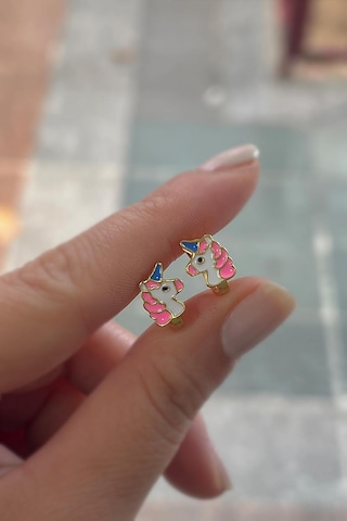 Gümüş Renkli Unicorn Çocuk Küpesi Diğer