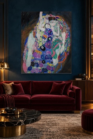 Fida Klimt Genç Kız Renkli Desenli Kadınlar Canvas Tablo Çok Renkli