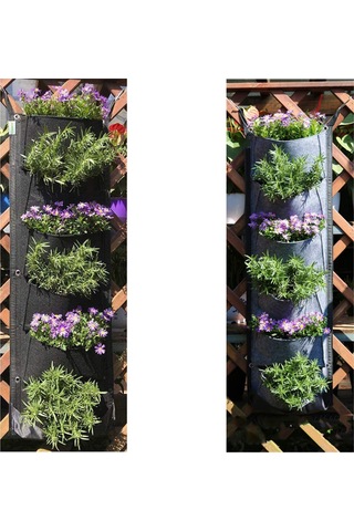 Suofeng Siyah Dikey Bahçe Çantası - 6 Cepli Asma Bitki Yetiştirme Torbası, İç/dış Mekan Kullanımı İçin İdeal