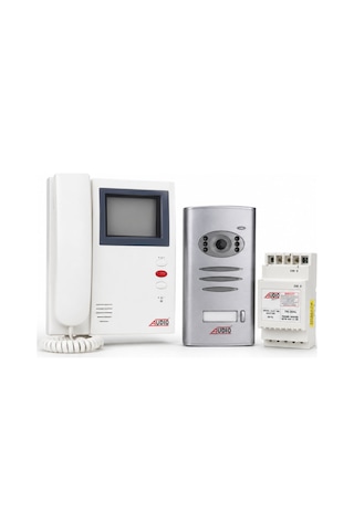 Audio 001390 4 Siyah Beyaz Görüntülü Villa Diafon Seti Kamera + Monitör + Adaptör Dahil