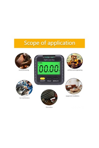 Vkemall Dijital Açı Ölçer 4x90 Hassasiyetli 0.1 Taşınabilir Seviye Cihazı Seviye Balonu İçerir Pil Dahil Değil