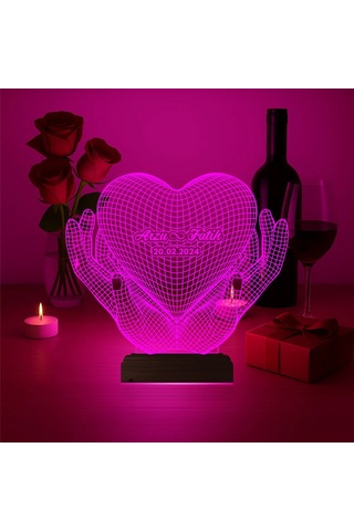 Luvivia Kalp Sevgiliye Hediye Kişiye Özel 3d Lamba - Masa Gece Lambası V36