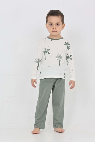 Toontoy Kids Toontoy Erkek Çocuk Palmiye Baskılı Pijama Takım Koyu Yeşil