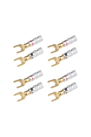 Y Spade Hoparlör Prizleri Kablo Bağlayıcı Ses Hoparlör Bağlayıcı Amplifikatör Adaptörü Sol Ve Sağ Kanallar Altın Kaplama Hoparlör Prizi