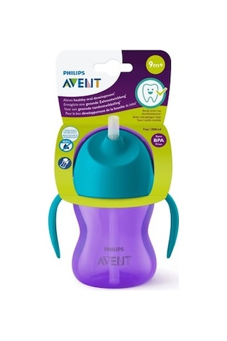 200 Ml Renkli Ergonomik Pipetli Bardak - 9+ Ay İçin Bpa İçermez Açık Mavi