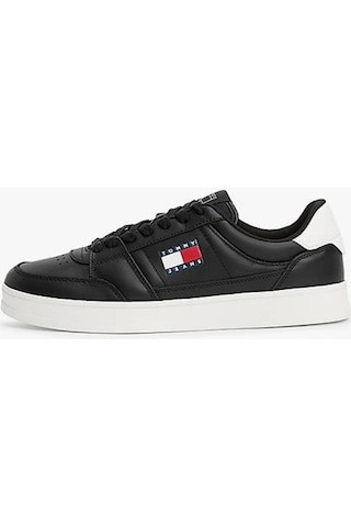 Tommy Hilfiger Tommy Jeans Erkek Siyah Greenwich Essential Deri Sneaker Siyah