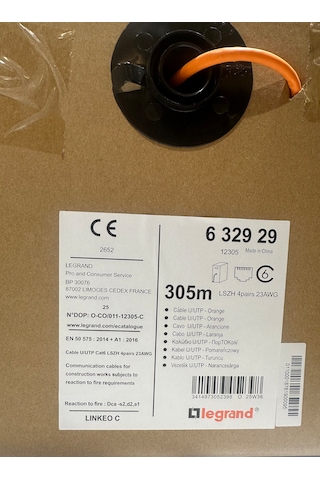 Legrand 632929 Cat-6 U/utp Lszh Hf 23 Awg 305 M. Turuncu