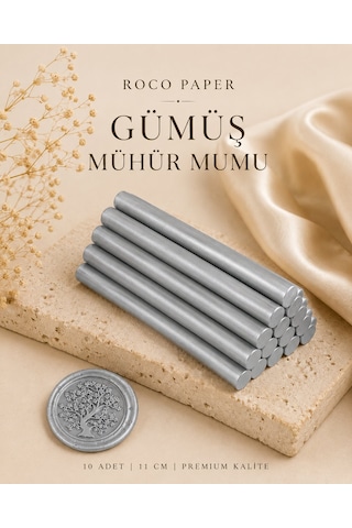 Gümüş Silindir Mühür Mumu, 10 Adet - 11 Cm, Zarf Ve Davetiye Mühr Diğer