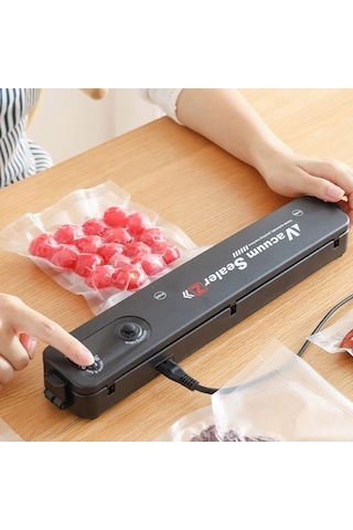 Createtech Vakum Suntek Siyah Otomatik Mühürleyen Makinesi Gıda Evi Depolama Ge Siyah