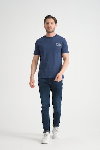 Shooter Sportwear Shooter Erkek Pamuklu T-shirt Premium Kalite Minimal Tasarım Regular Kalıp İndigo
