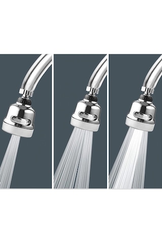 Filtreli Krom 3 Fonksiyonlu Oynar Musluk Başlığı - 360 Derece Dönebilen Krom