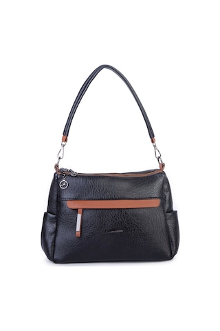 Nas Bag Çok Gözlü Yumuşak Ve Hafif Yapılı Çift Askılı Omuz Ve Çapraz Çanta 30x24 Cm Siyah Taba Victoria