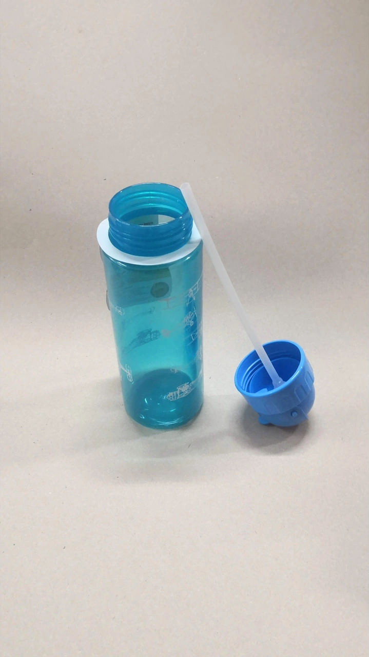 Mavi Şeffaf Pipetli Suluk Matara Pp Matara Doğa Dostu Ürün 500ml MAvi