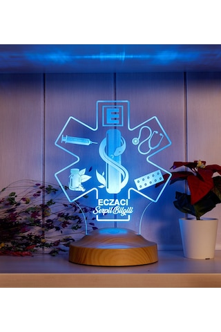 Eczacılar Günü Hediyesi, Eczacılara Özel Hediye, Eczane Logolu Kişiye Özel Led Lamba, Eczacı Teknisyenine Hediye