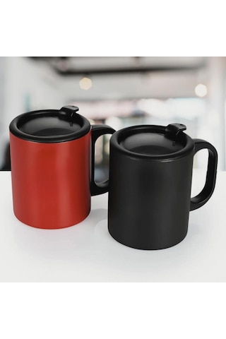 Paslanmaz Çelik Mug, Paslanmaz Çelik Termos Bardak-300 Ml Kırmızı