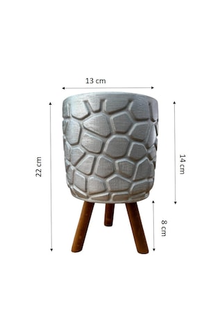 Bitki Tasarımı Ev Dekorasyon Gümüş Taş Desen Ayaklı Beton Saksı Çiçeklik Saksılık