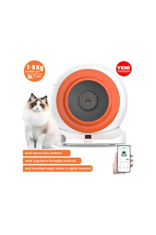 Groove Q-clean Wi-fi Akıllı Otomatik Kedi Tuvaleti Turuncu + Petfit Autodine X Plus 5l Wi-fi Kameralı Akıllı Otomatik Mama Kabı Besleme Ünitesi Bundle