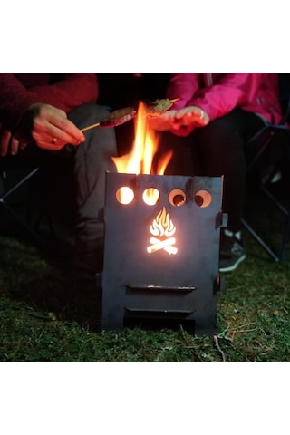 XL Ateş Kutusu Çok Yakıtlı Taşınabilir Katlanır Kamp Ocağı Çınar Extreme Çok Renkli