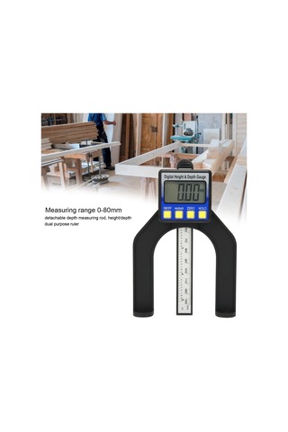 Yaozixa Elektro Niksel Derinlik Ve Yükseklik Ölçer 0-80mm, Dijital Ekran, Manyetik Altyapı, Ahşap İşleri Ölçüm Aracı