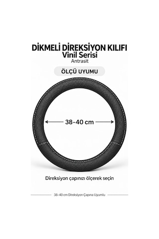 Trobus Peugeot Rifter 2024 Ve Sonrası Uyumlu Dikmeli Direksiyon Kılıfı Vinil Antrasit