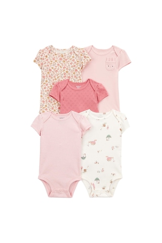 Kız Bebek Kısa Kollu 5li Body Çok Renkli
