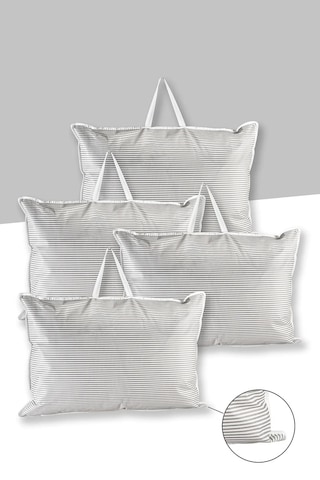 Esti 4 Adet - Gri Çizgili Yastık Saklama Çantası 67 X 45 Cm