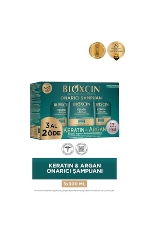 Bioxcin Keratin & Argan Onarıcı Bakım Şampuanı 300 ml 3 Al 2 Öde - Yıpranmış Ve Hassas Saçlar