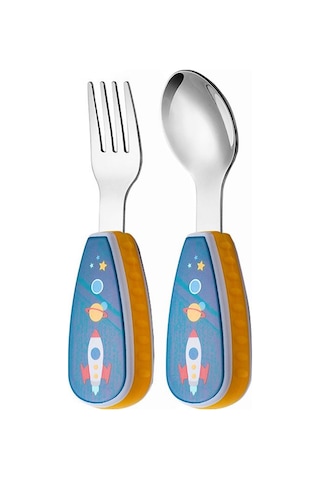 Komple 304 Paslanmaz Çelik Bebek Çocuk Kaşık Ve Çatal Cin768 Gri