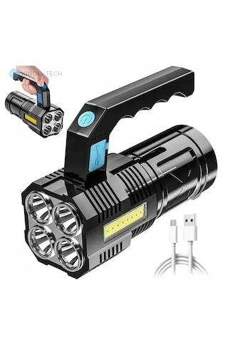 Go İthalat El Feneri Usb Şarjlı Beyaz - Siyah